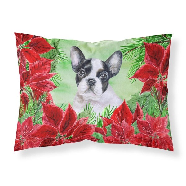 Jensendistributionservices French Bulldog Black & White Poinsettas Fabric Standard Pillowcase MI2551556 - main